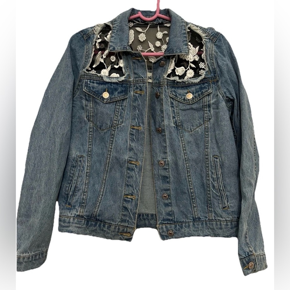 Floral Embroidered Blue Denim Jacket